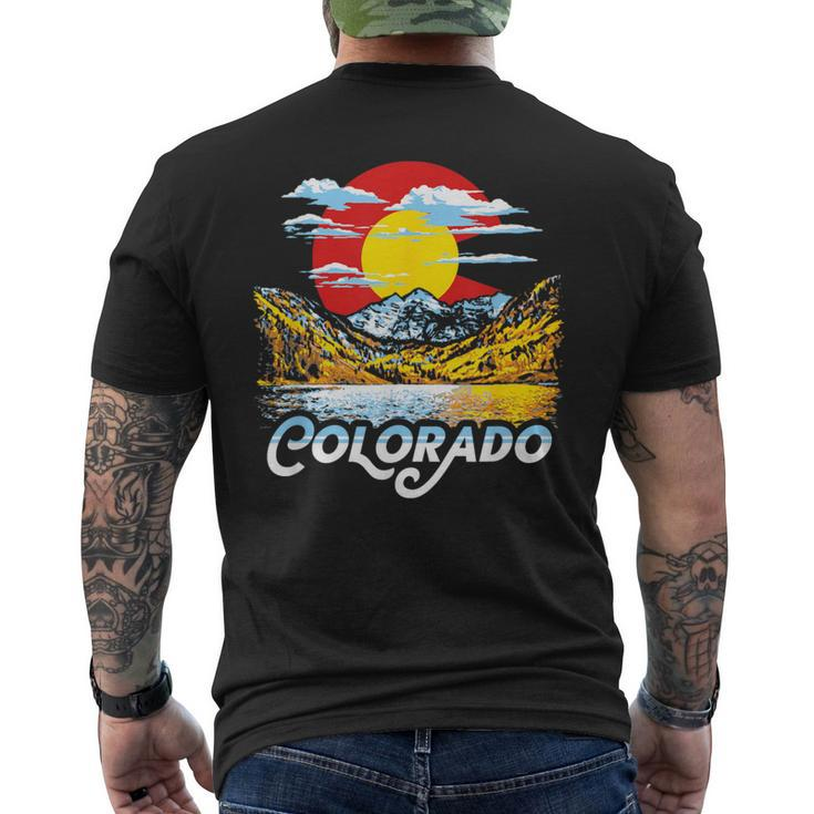 Vintage Colorado Flag Maroon Bells Retro Mountains Graphic Men's T-shirt Back Print