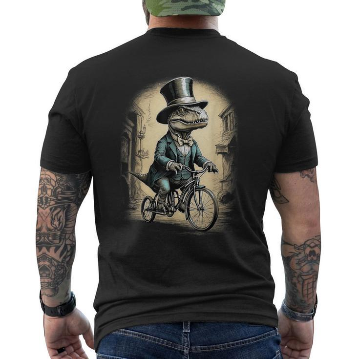 Vintage Dinosaur Trex Riding Bike Dino Lover Men's T-shirt Back Print