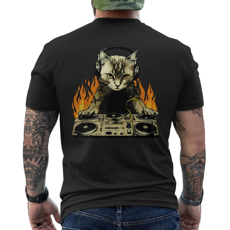 Vintage Dj Cat House Music Cat Music Lover Men's T-shirt Back Print