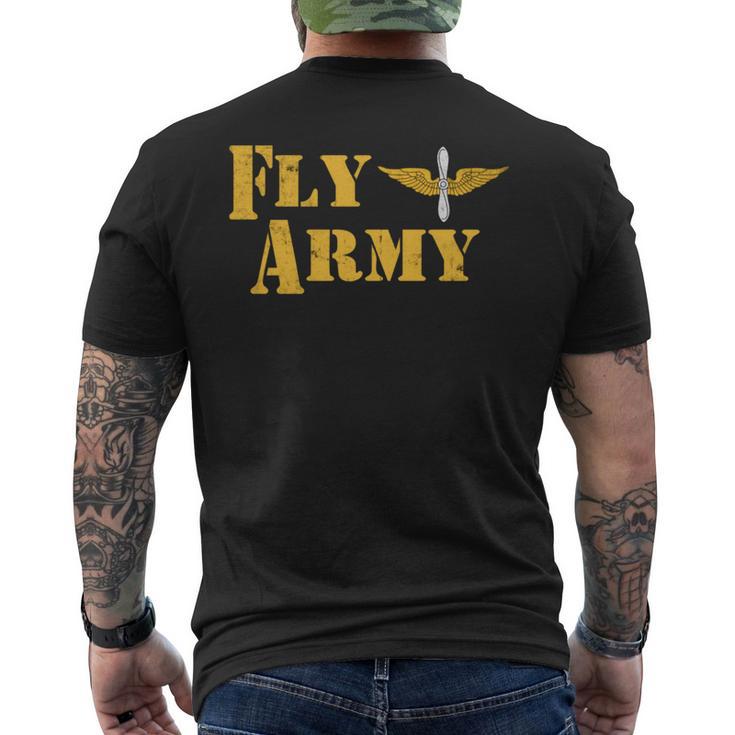 Vintage Fly Army Military Pilot Army Aviation Branch Men's T-shirt Back Print