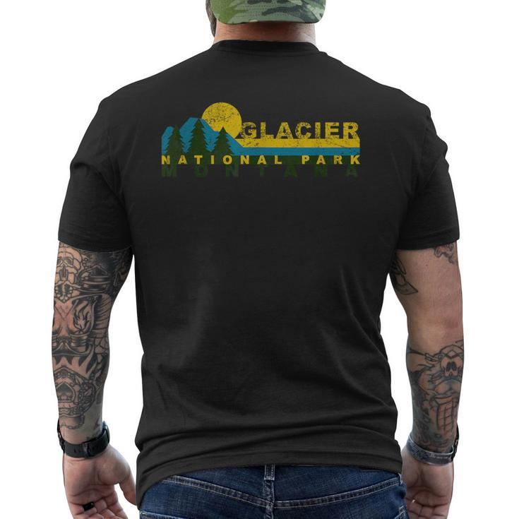 Vintage Glacier Bay National Park Mountain Sunset Treeline Men's T-shirt Back Print