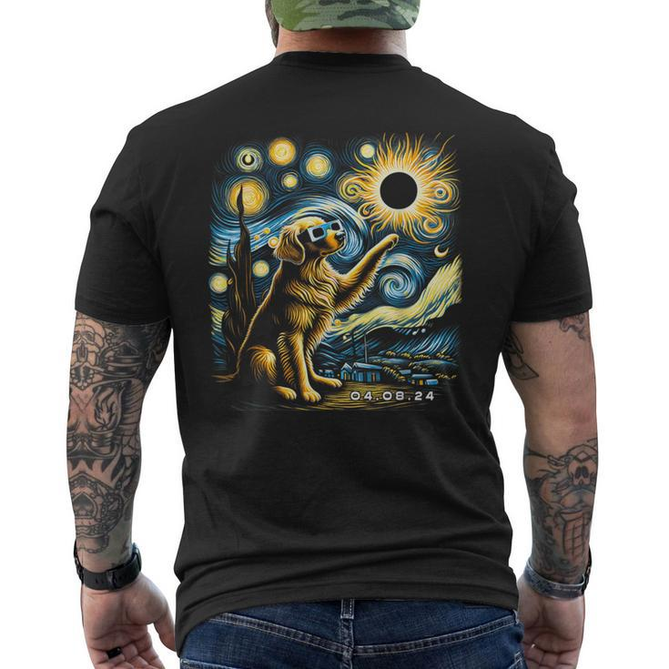 Vintage Golden Retrievers Dogs Solar Eclipse Lovely Animals Men's T-shirt Back Print
