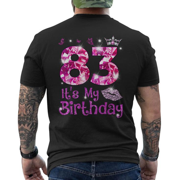 Vintage Happy 83 It's My Birthday Crown Lips 83Rd Birthday Men's T-shirt Back Print