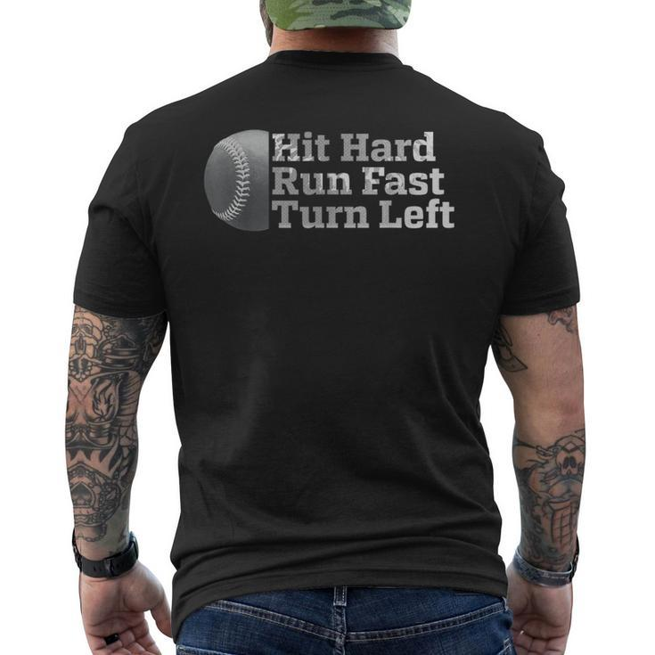 Vintage Hit Hard Run Fast Turn Left Baseball Sport Men's T-shirt Back Print