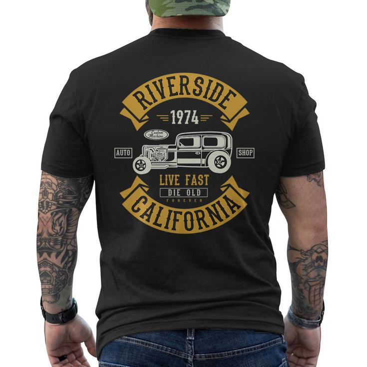 Vintage Hot Rod Riverside California Muscle Car Auto Men's T-shirt Back Print