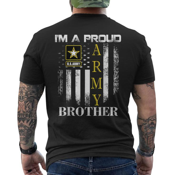 Vintage I'm A Proud Army Brother With American Flag Men's T-shirt Back Print
