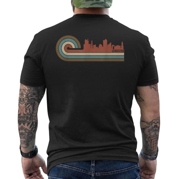 Vintage Leicester Sunset Cityscape Retro Skyline Men's T-shirt Back Print
