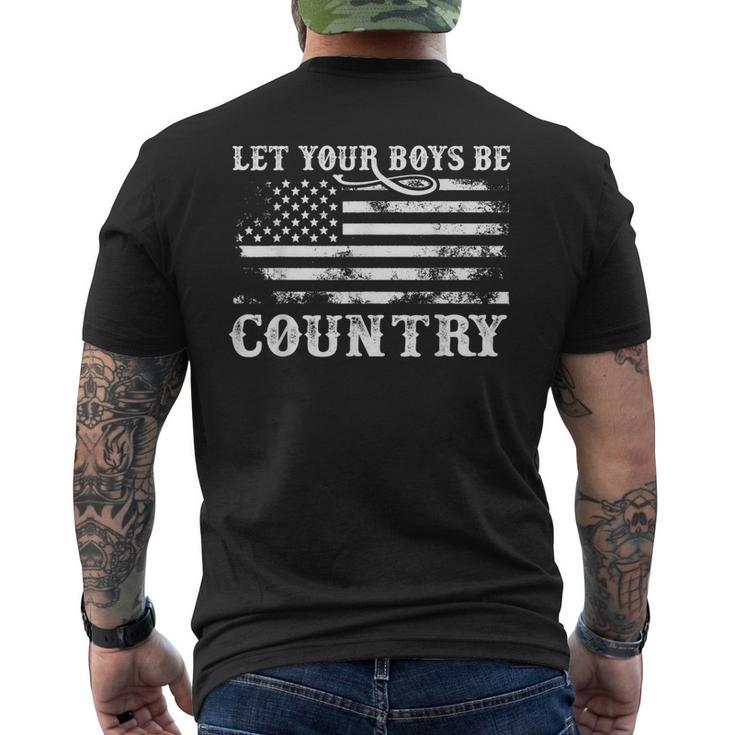 Vintage Let Your Boys Be Country Flag Usa Country Music Men's T-shirt Back Print