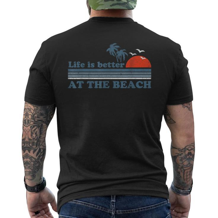 Vintage Life Is Better At The Beach Retro Sunset 70'S Men's T-shirt Back Print
