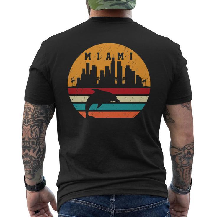 Vintage Miami 80S Dolphin Silhouette Souvenir Dolphin Lovers Men's T-shirt Back Print