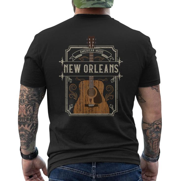 Vintage New Orleans Country Music Guitar Player Souvenirs Men's T-shirt Back Print