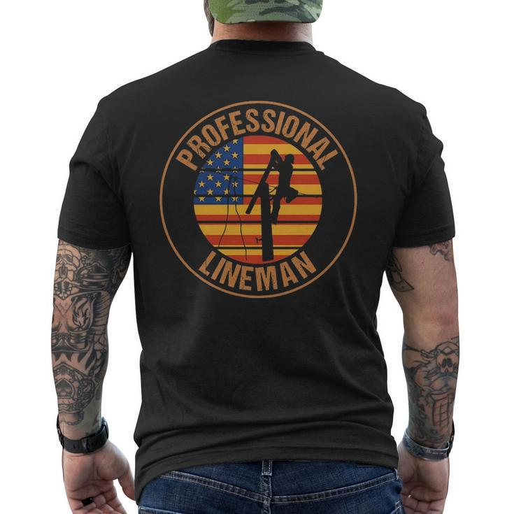 Vintage Patriotic Professional Lineman Men's T-shirt Back Print