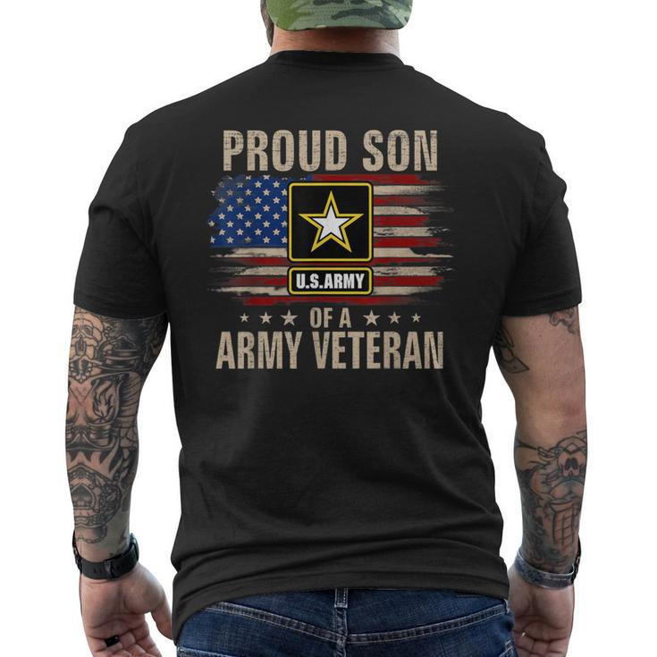 Vintage Proud Son Of A Army Veteran With American Flag Men's T-shirt Back Print