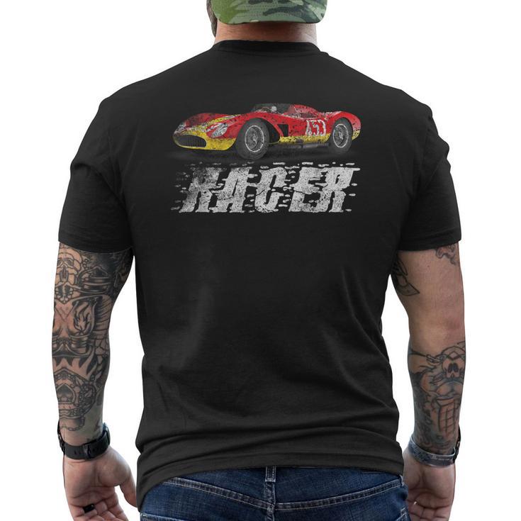 Vintage Racer Speed King Racing Car Silhouette Men's T-shirt Back Print