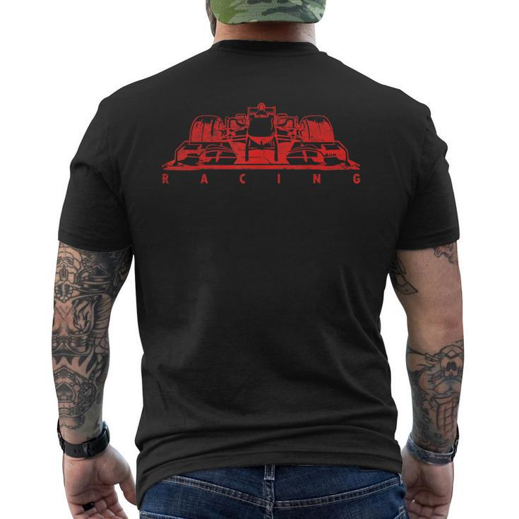 Vintage Red Formula Racing Lovers Silhouette Race Car Fan Men's T-shirt Back Print