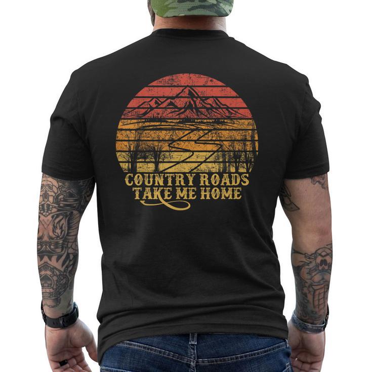 Vintage Retro Music Fans Country Roads Take Me Home Men's T-shirt Back Print