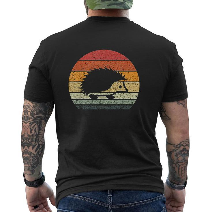 Vintage Retro Sunset Hedgehog Mens Back Print T-shirt