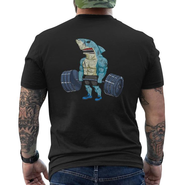 Vintage Shark Weightlifting Bodybuilder Muscle Fitness Mens Back Print T-shirt