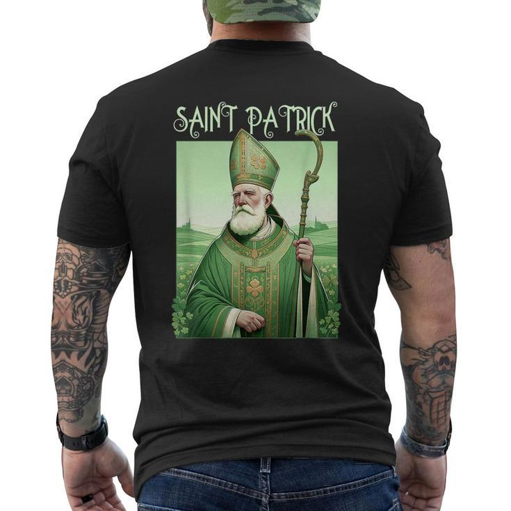 Vintage St Patrick Saint Patty Clover Catholic Prayer Faith Men's T-shirt Back Print