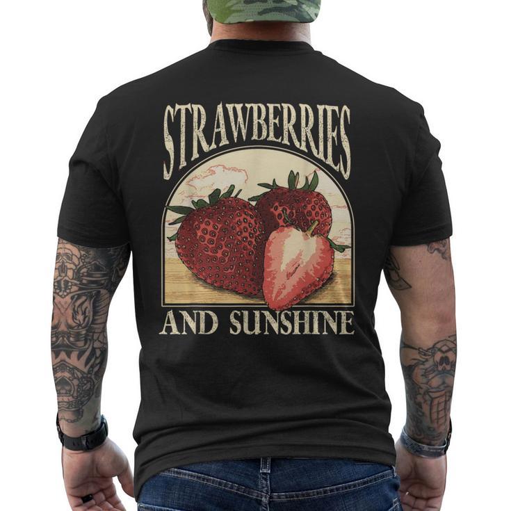 Vintage Strawberry Vegetarian Fruit Strawberries Vegan Men's T-shirt Back Print