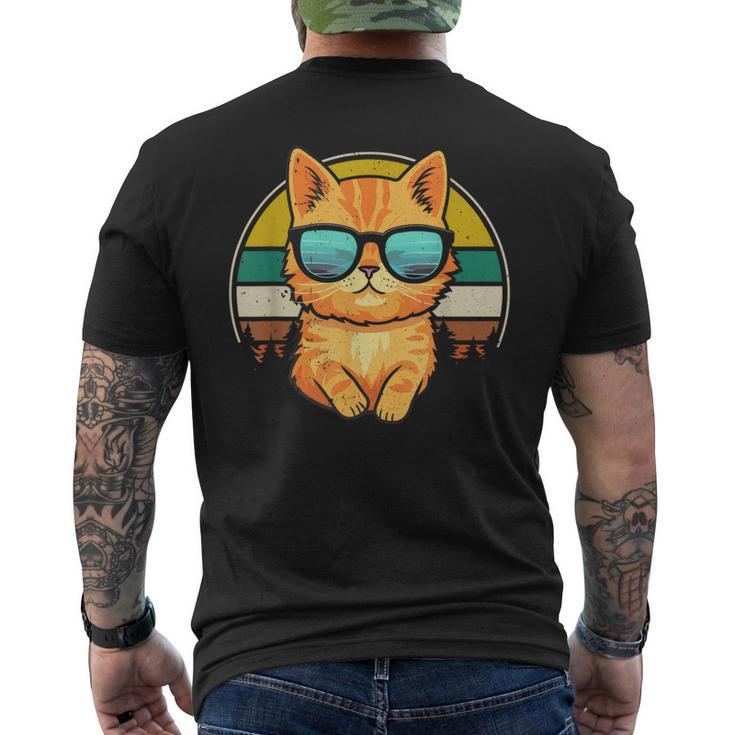 Vintage Style Orange Tabby Cat Friendly Wearing Sunglasses Men's T-shirt Back Print