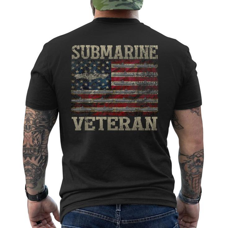 Vintage Submarine Veteran American Flag Men's T-shirt Back Print