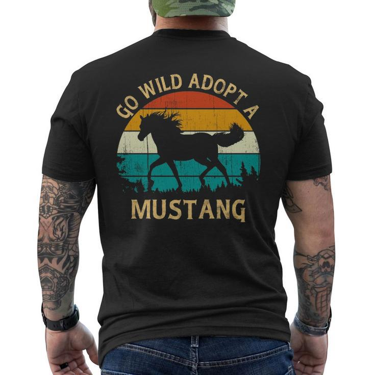 Vintage Sunset Wild Mustang Horse Go Wild Adopt A Mustang Men's T-shirt Back Print