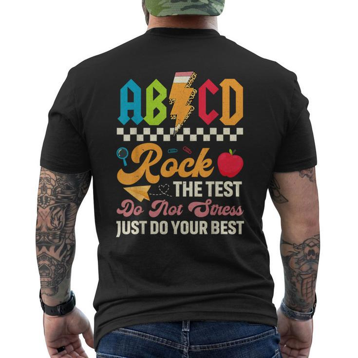 Vintage Testing Abcd Rock The Test Day Teachers Students Men's T-shirt Back Print