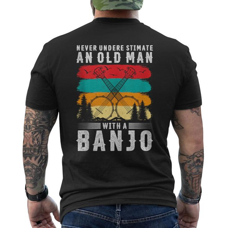 Vintage Never Underestimate An Old Man With A Banjo Musician Men's T-shirt Back Print