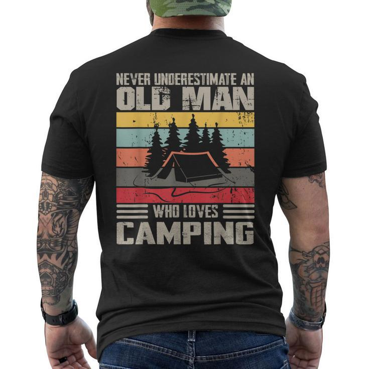 Vintage Never Underestimate An Old Man Who Loves Camping Men's T-shirt Back Print