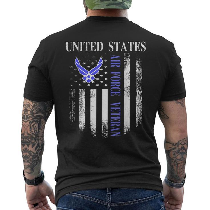 Vintage United States Air Force Veteran With American Flag Men's T-shirt Back Print
