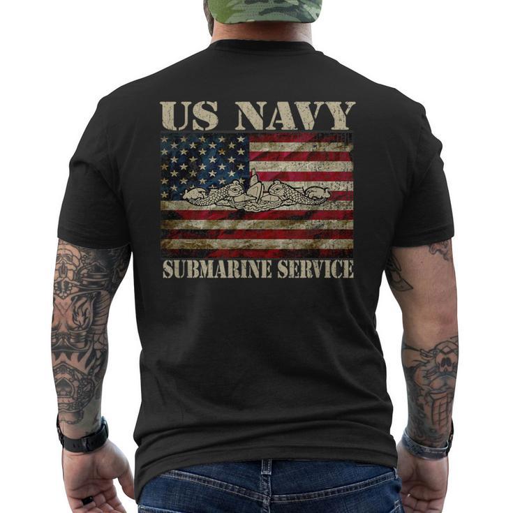 Vintage Us Navy Submarine Service American Flag Men's T-shirt Back Print