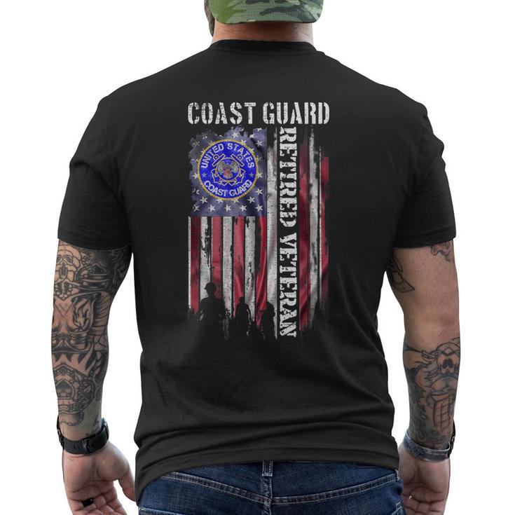 Vintage Usa American Flag Coast Guard Proud Retired Veteran Men's T-shirt Back Print