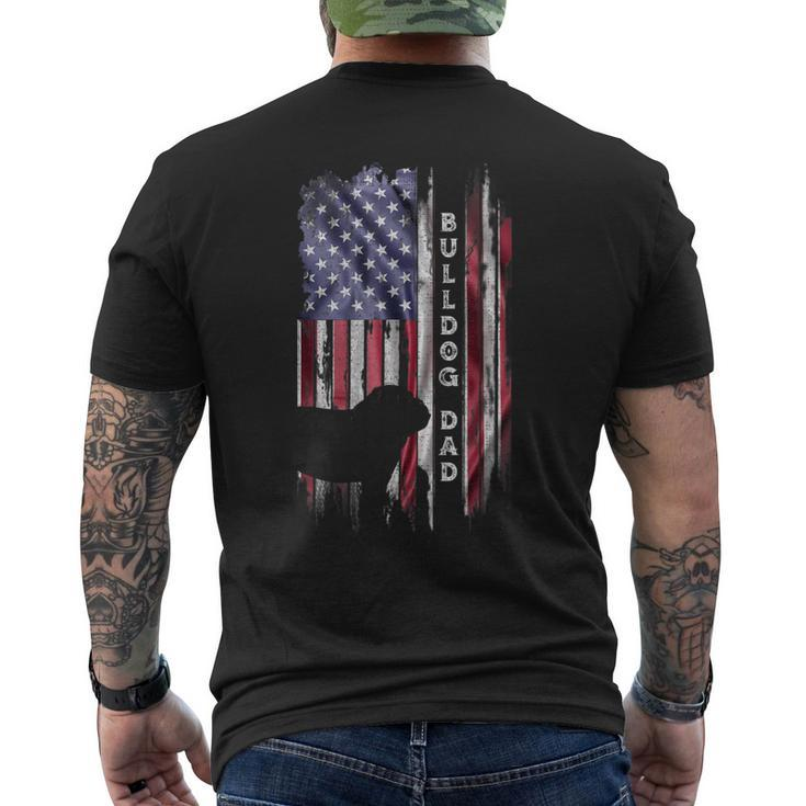 Vintage Usa Flag Proud English Bulldog Dad Silhouette Men's T-shirt Back Print