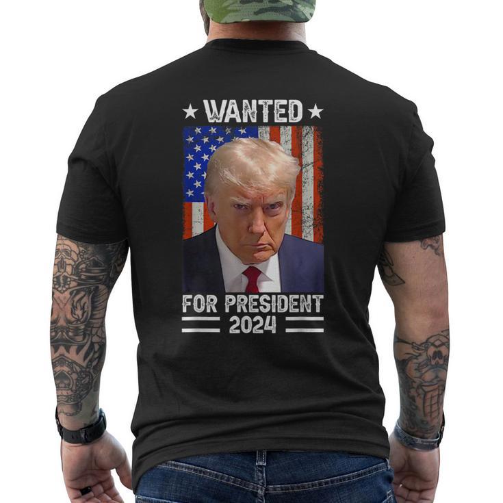 Vintage Usa Flag Wanted For President 2024 Trump Hot Men's T-shirt Back Print