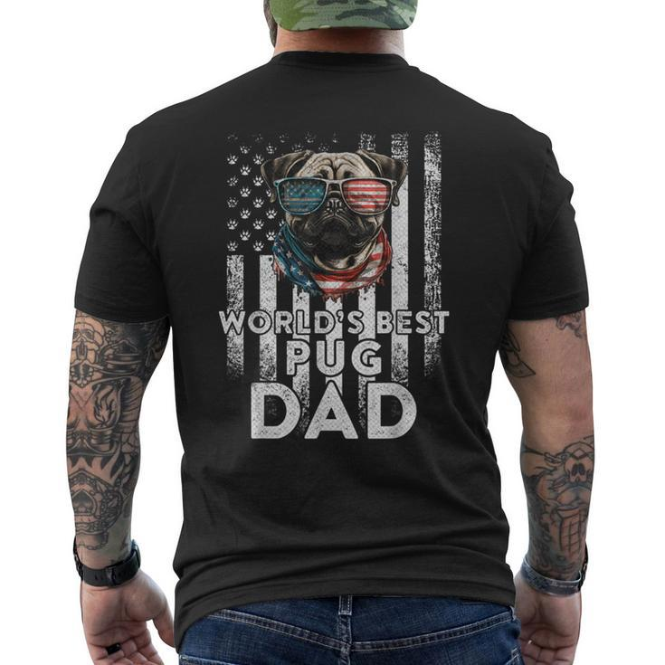 Vintage Usa Flag World's Best Pug Dog Dad Fathers Day Men's T-shirt Back Print