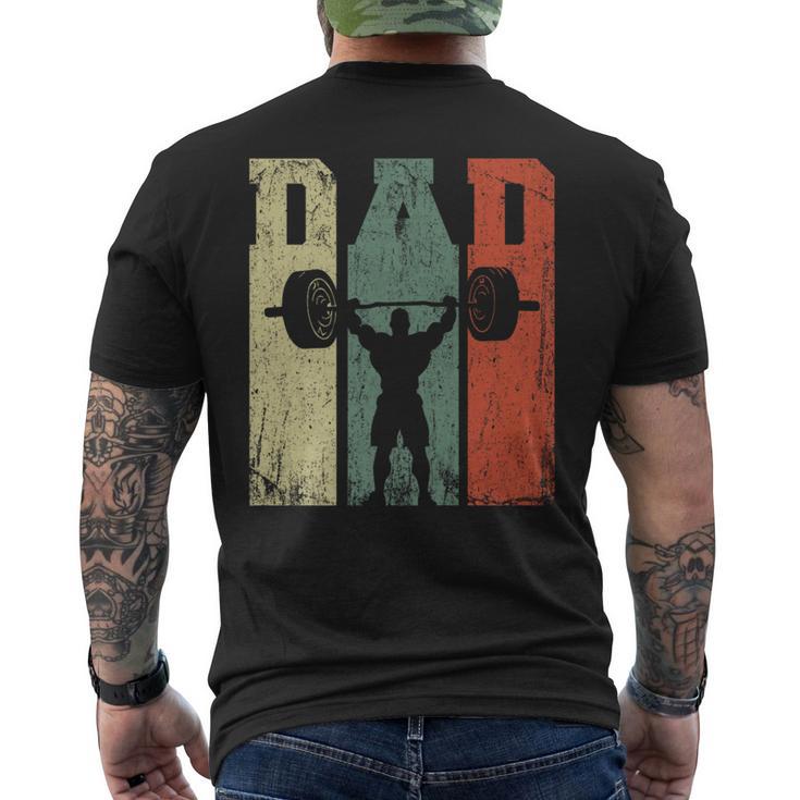 Vintage Weightlifting Dad Daddy Silhouette Gym Father's Day Men's T-shirt Back Print