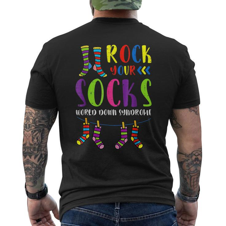 Vintage World Down Syndrome Day Rock Your Socks Awareness Men's T-shirt Back Print