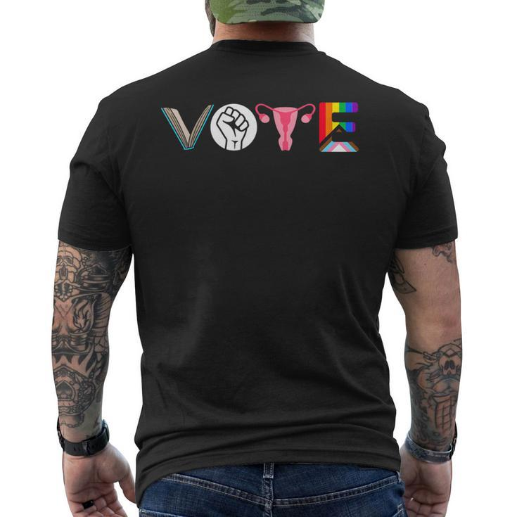 Vote Books Fist Ovaries Lgtbq Angry Uterus Men's T-shirt Back Print