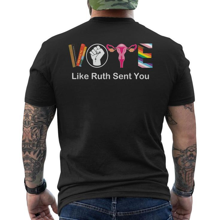 Vote Like Ruth Sent You Uterus Feminist Lgbt Apparel Men's T-shirt Back Print