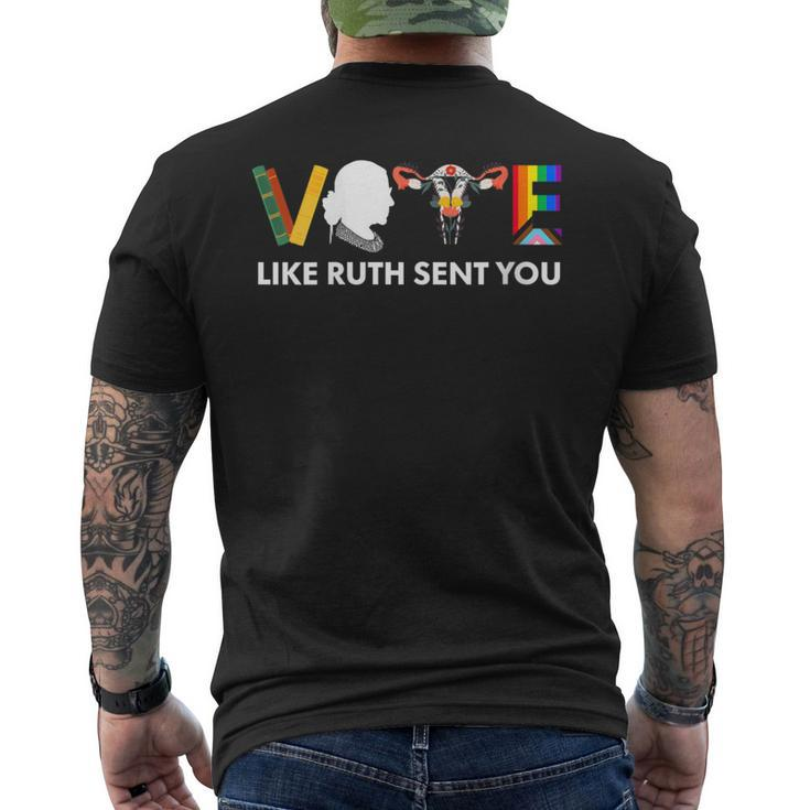 Vote Like Ruth Sent You Uterus Feminist Lgbt Men's T-shirt Back Print