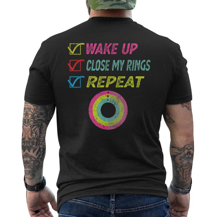 Wake Up Close My Rings Repeat Distressed Gym Workout Men's T-shirt Back Print