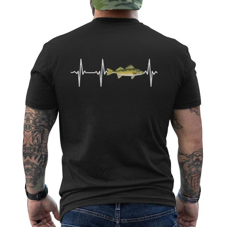 Walleye Heartbeat For Freshwater Fish Fishing Lovers Men's T-shirt Back Print