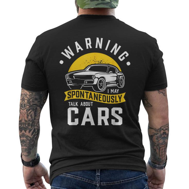 Warning I May Spontaneously Talk About Cars Car Enthusiast Men's T-shirt Back Print