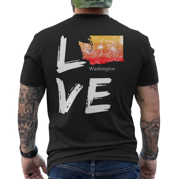 Washington Wa Map Souvenir Love Distressed State Men's T-shirt Back Print