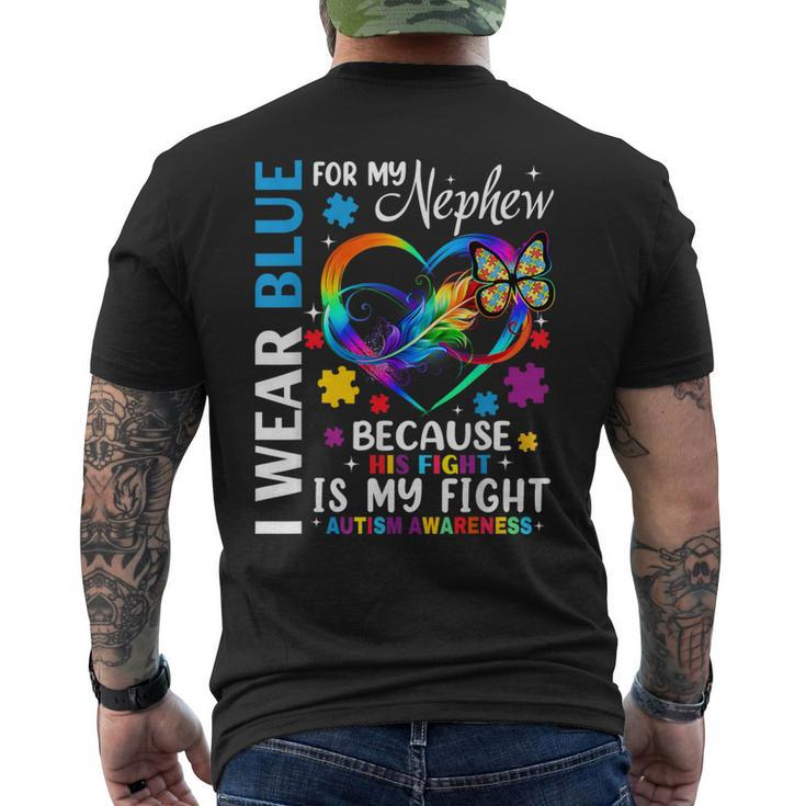 I Wear Blue For My Nephew Autism Awareness Month Uncle Aunt Men's T-shirt Back Print