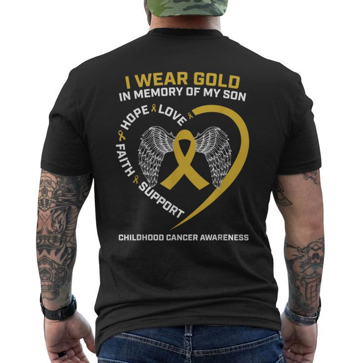I Wear Gold In Memory Of My Son Childhood Cancer Awareness Men's T-shirt Back Print