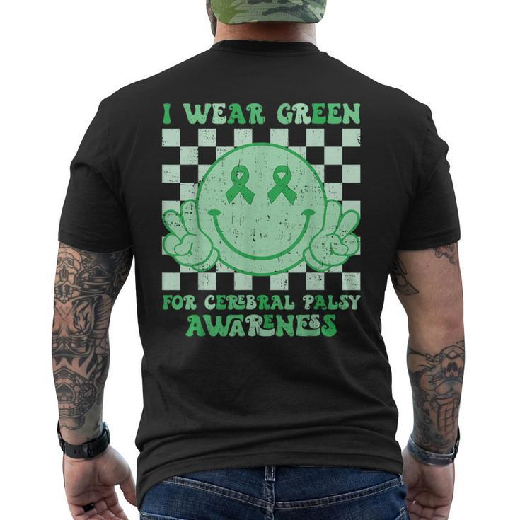 I Wear Green For Cerebral Palsy Awareness Green Ribbon Men's T-shirt Back Print