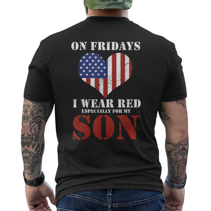 I Wear Red For My Son Perfect For A American Flag Military Men's T-shirt Back Print