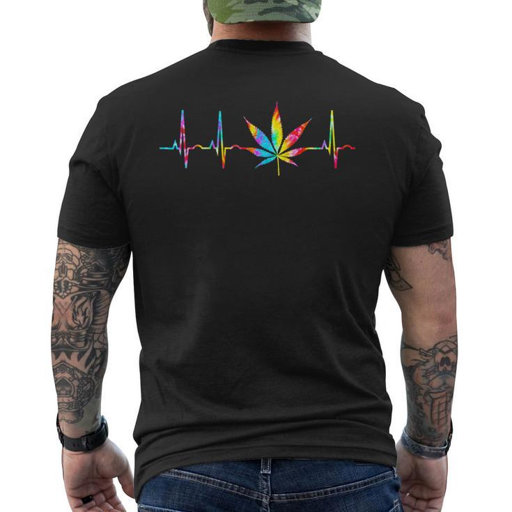 Weed Cannabis Marijuana Leaf Heartbeat Stoner Tie Dye Men's T-shirt Back Print